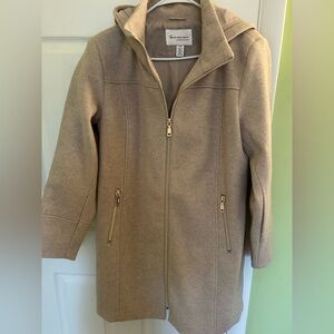 Camel Hooded Wool-Blend Trench Coat